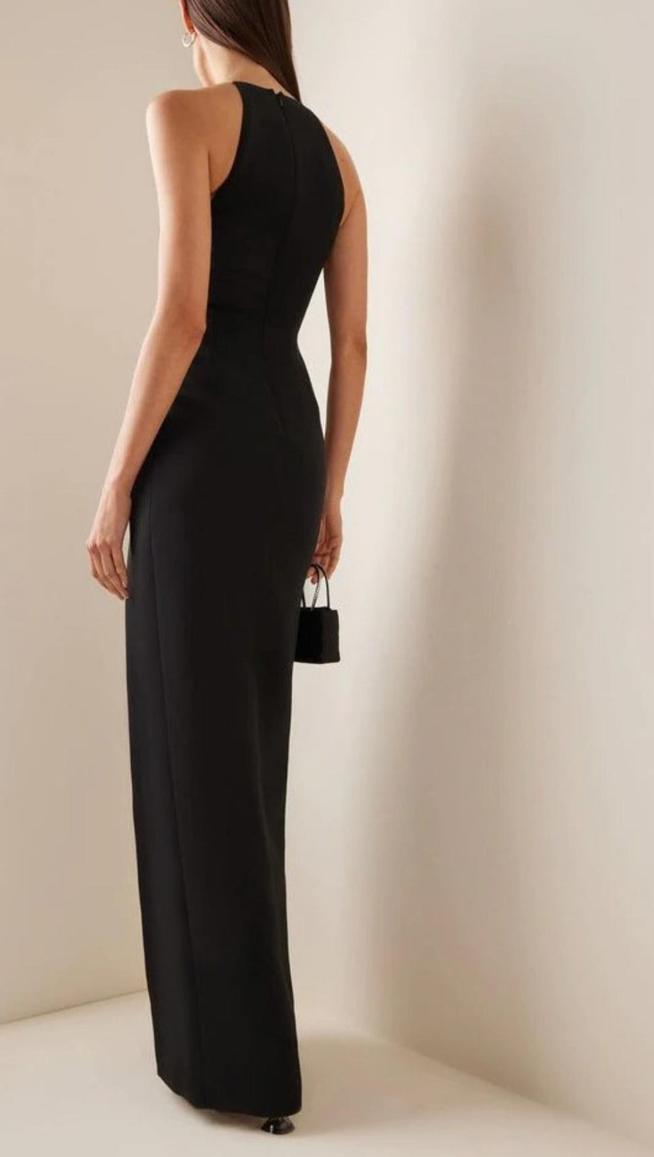 V NECK BODYCON MAXI DRESS IN BLACK