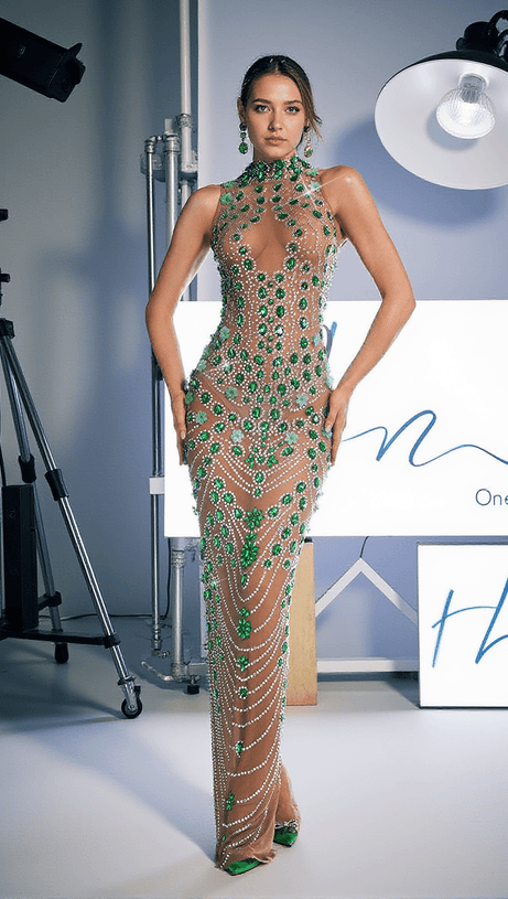 ABITO LUNGO CON STRASS AHAVA