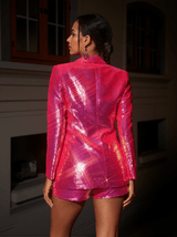 Hanako Sequin Blazer Shorts Set In Hot Pink