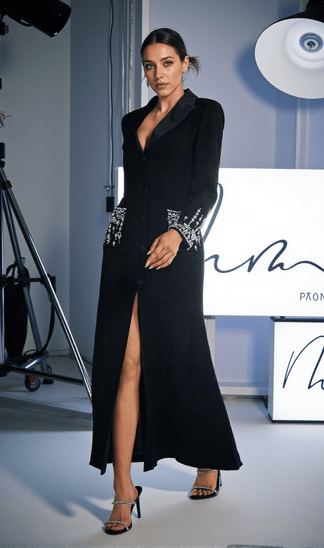 Hassan Rhinestone Blazer Dress In Black