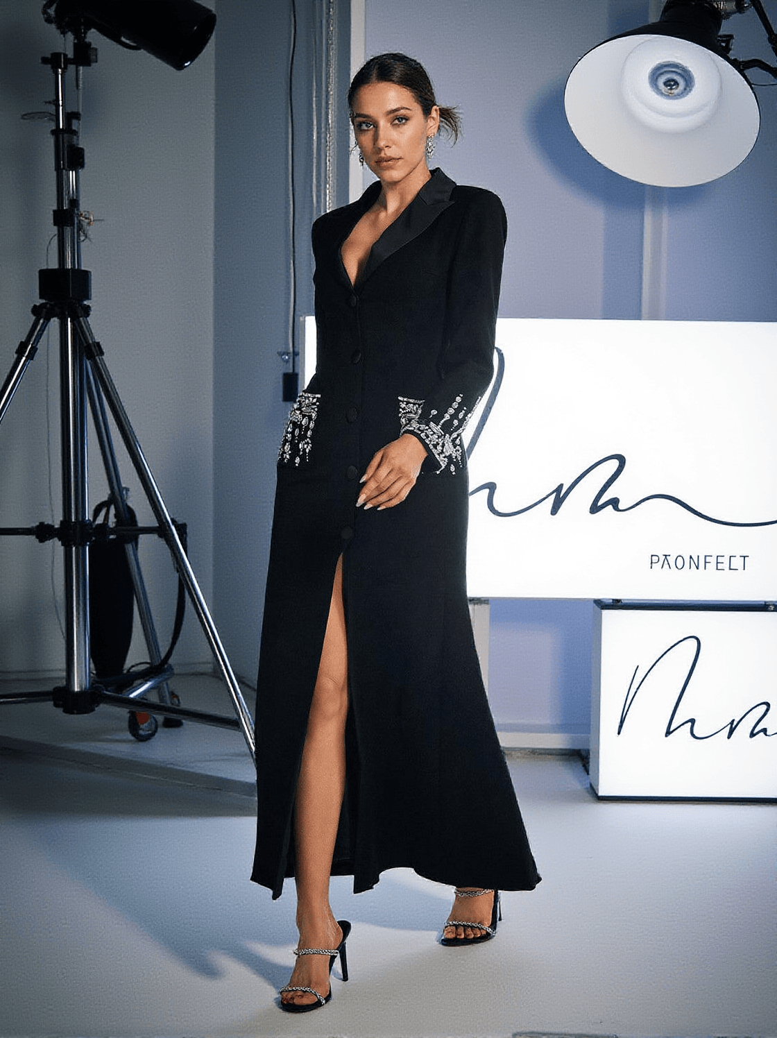 ABITO BLAZER CON STRASS HASSAN NERO