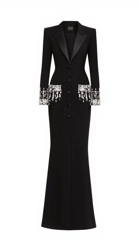 Hassan – Schwarzes Blazerkleid mit Strass