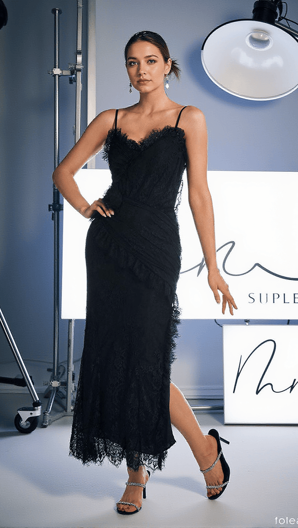 AIIZIE WAYLEN SPAGHETTI FLOWER LACE DRESS - product image