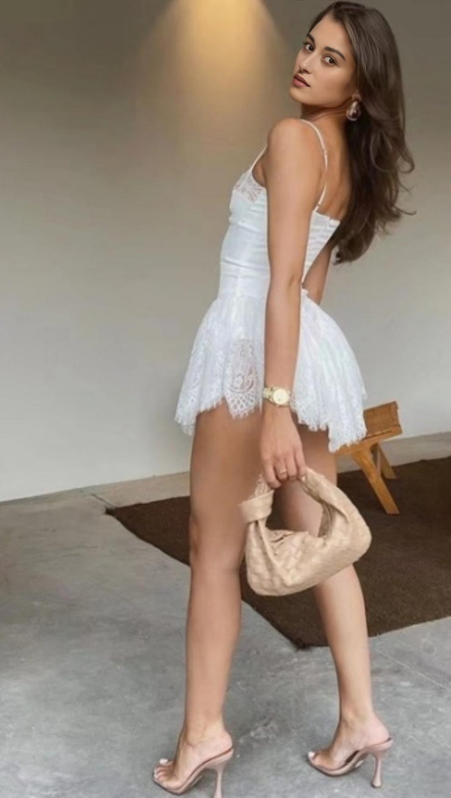 SLEEVELESS LACE MINI DRESS