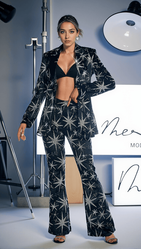 RHODES LEAF SEQUIN CRYSTAL BLAZER SET