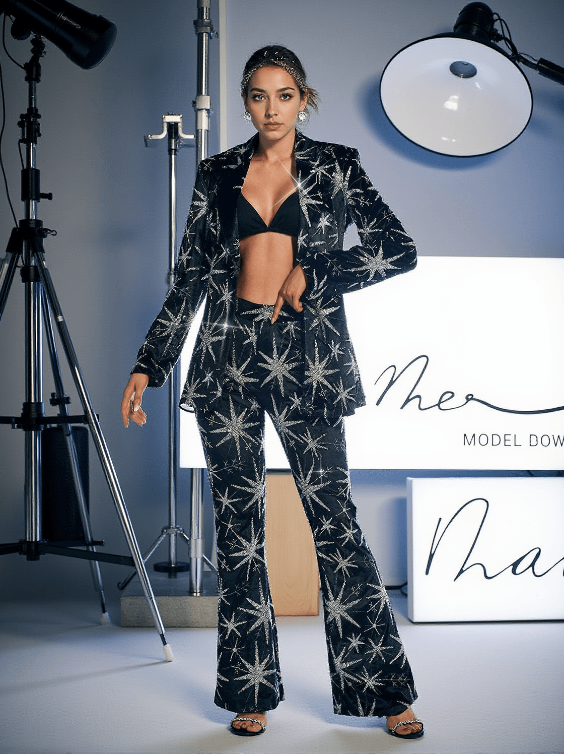 RHODES LEAF SEQUIN CRYSTAL BLAZER SET