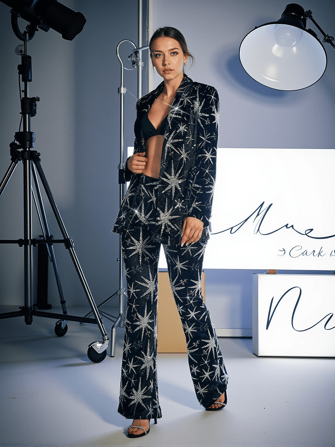 RHODES LEAF SEQUIN CRYSTAL BLAZER SET