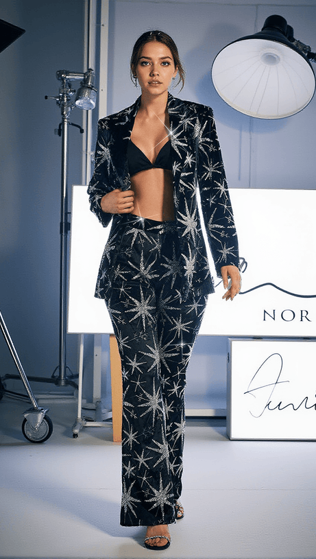 RHODES LEAF SEQUIN CRYSTAL BLAZER SET