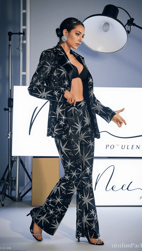 RHODES LEAF SEQUIN CRYSTAL BLAZER SET