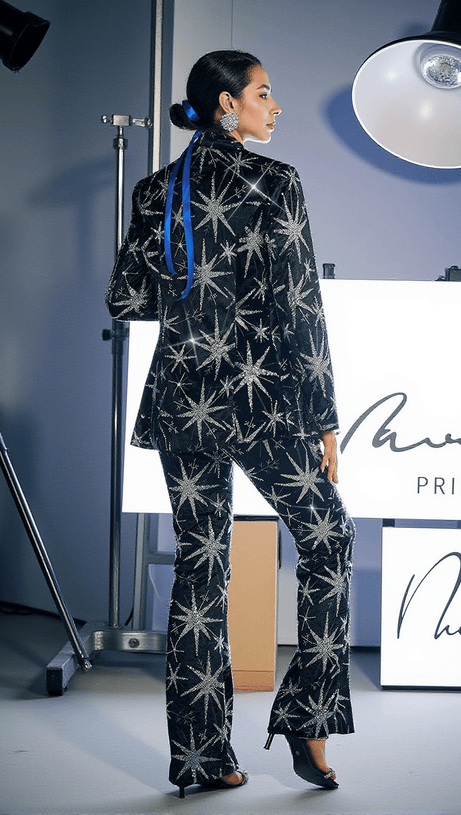 RHODES LEAF SEQUIN CRYSTAL BLAZER SET