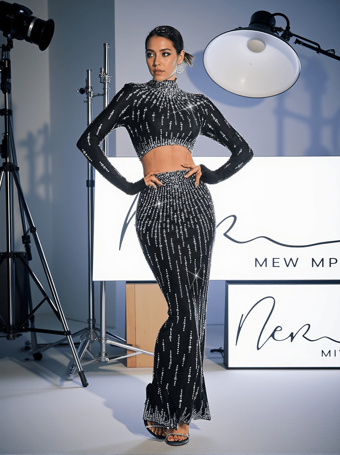 DUTTON HIGH WAIST RHINESTONE SKIRT SET