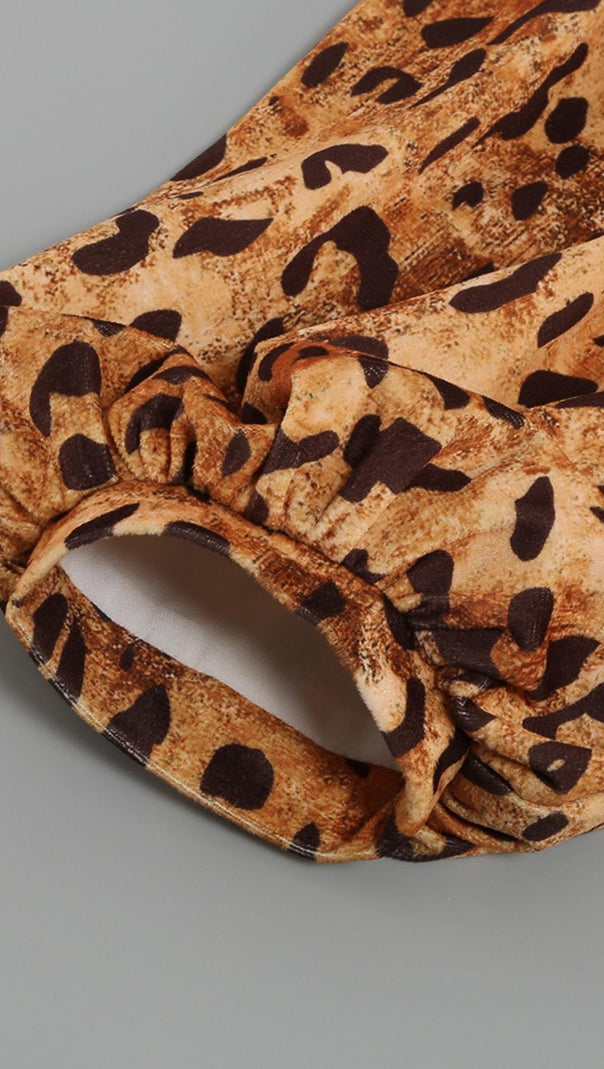 AIIZIE V NECK LEOPARD MINI DRESS - product image