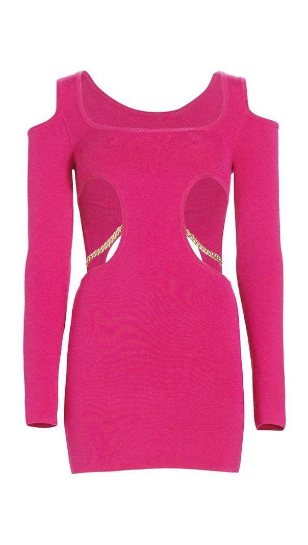 AIIZIE LONG SLEEVES CUT OUT MINI DRESS IN PINK - product image