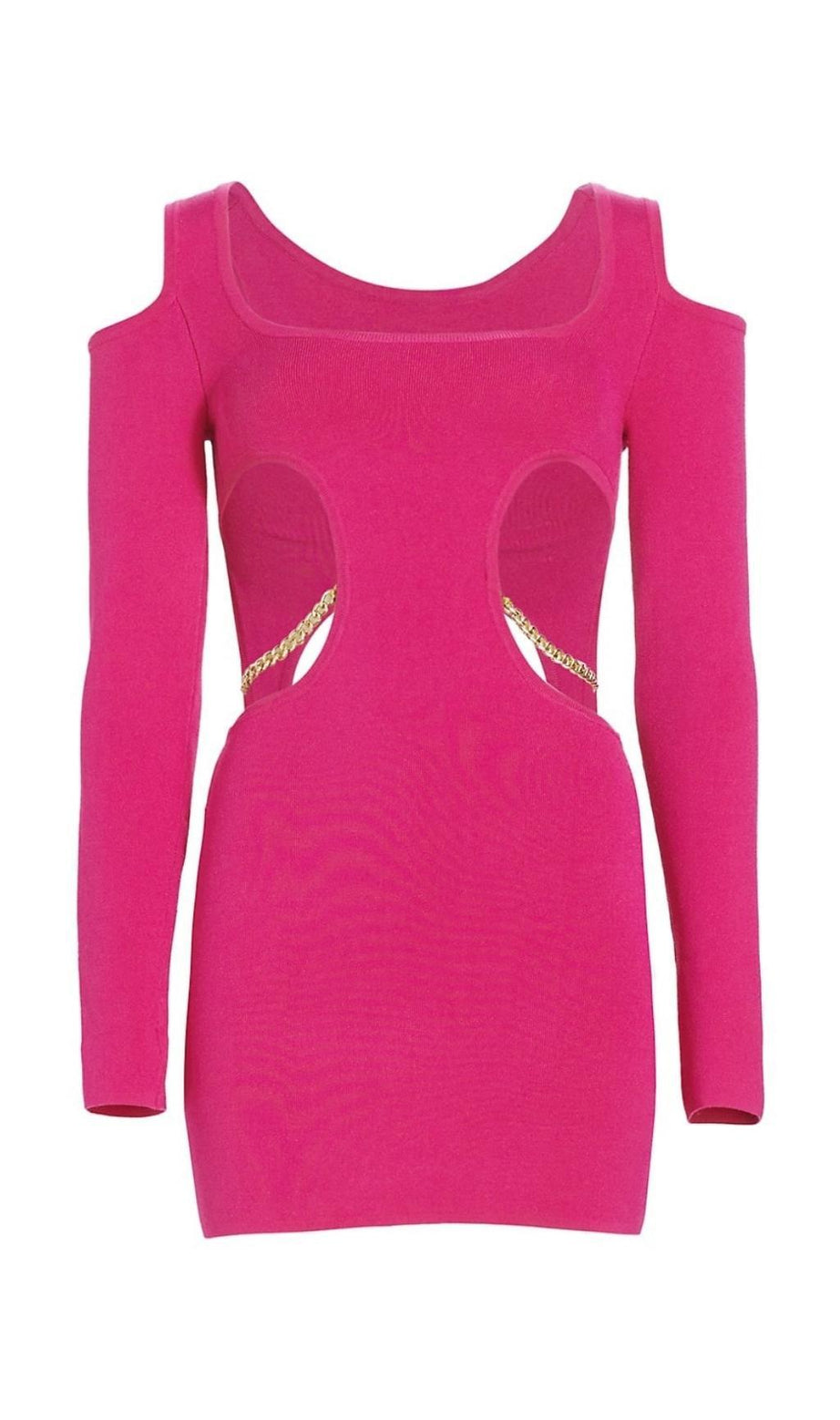 LANGÄRMELIGES MINIKLEID MIT AUSSCHNITT IN PINK