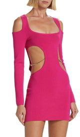 LONG SLEEVES CUT OUT MINI DRESS IN PINK