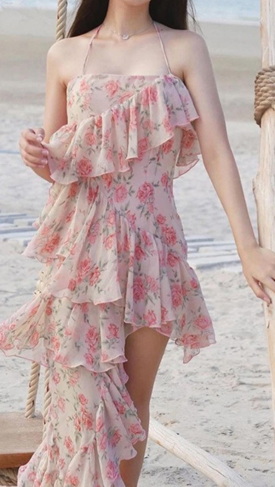 SLEEVELESS JACQUARD MINI DRESS IN PINK