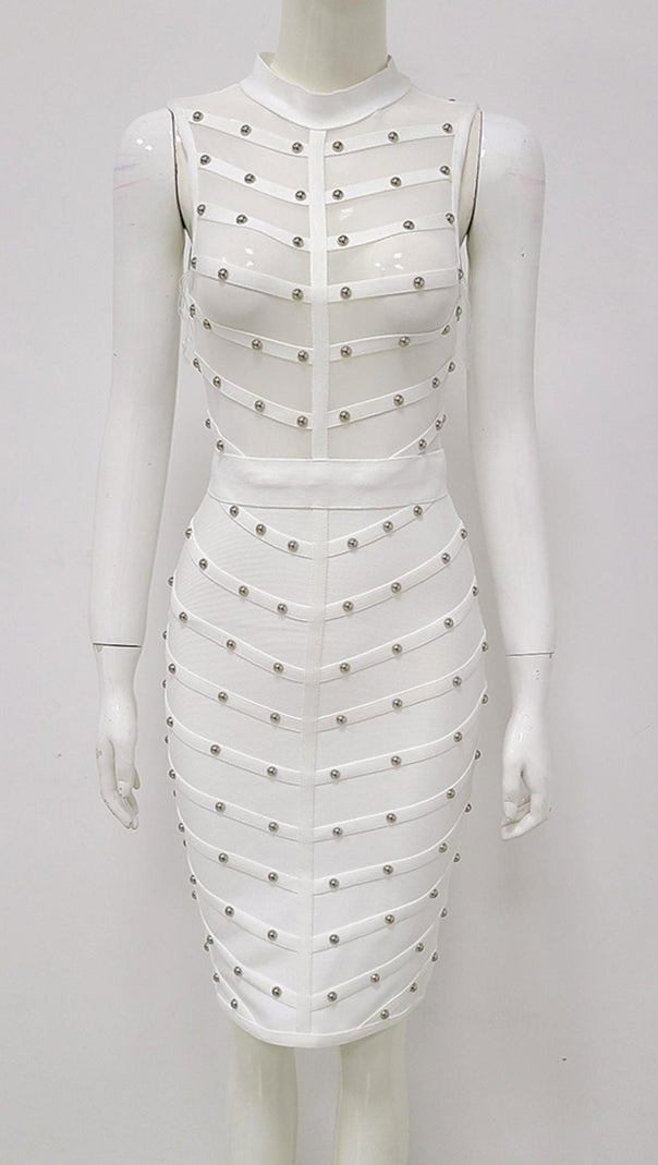 AIIZIE BANDAGE BODYCON MESH MINI DRESS - product image