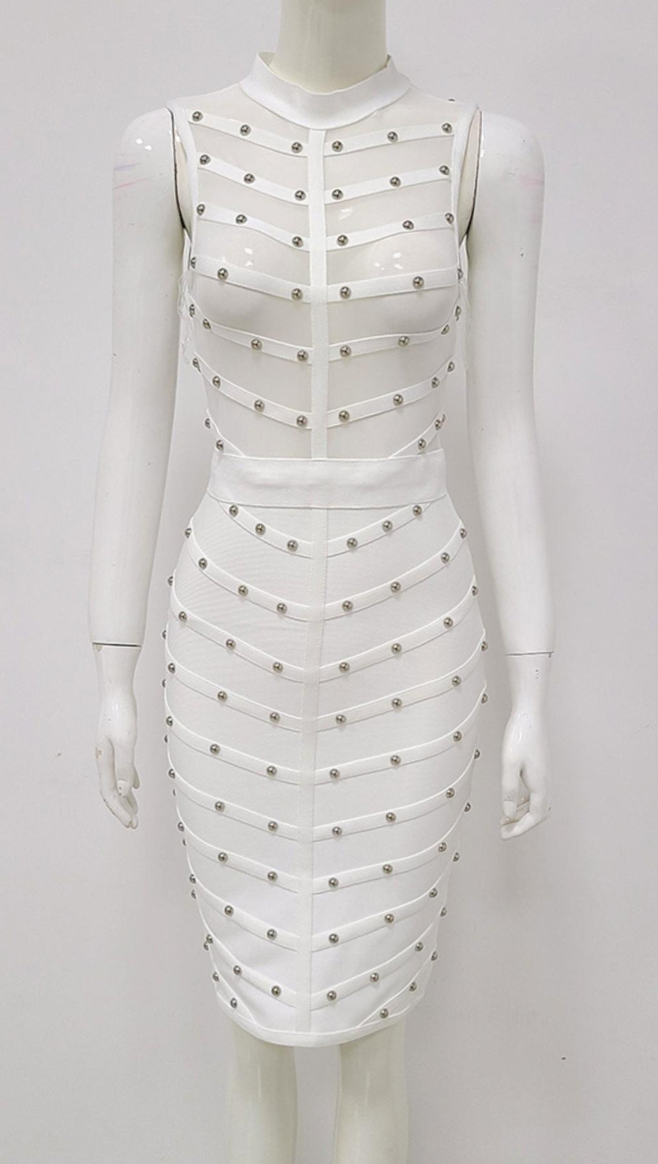 BANDAGE BODYCON MESH MINI DRESS