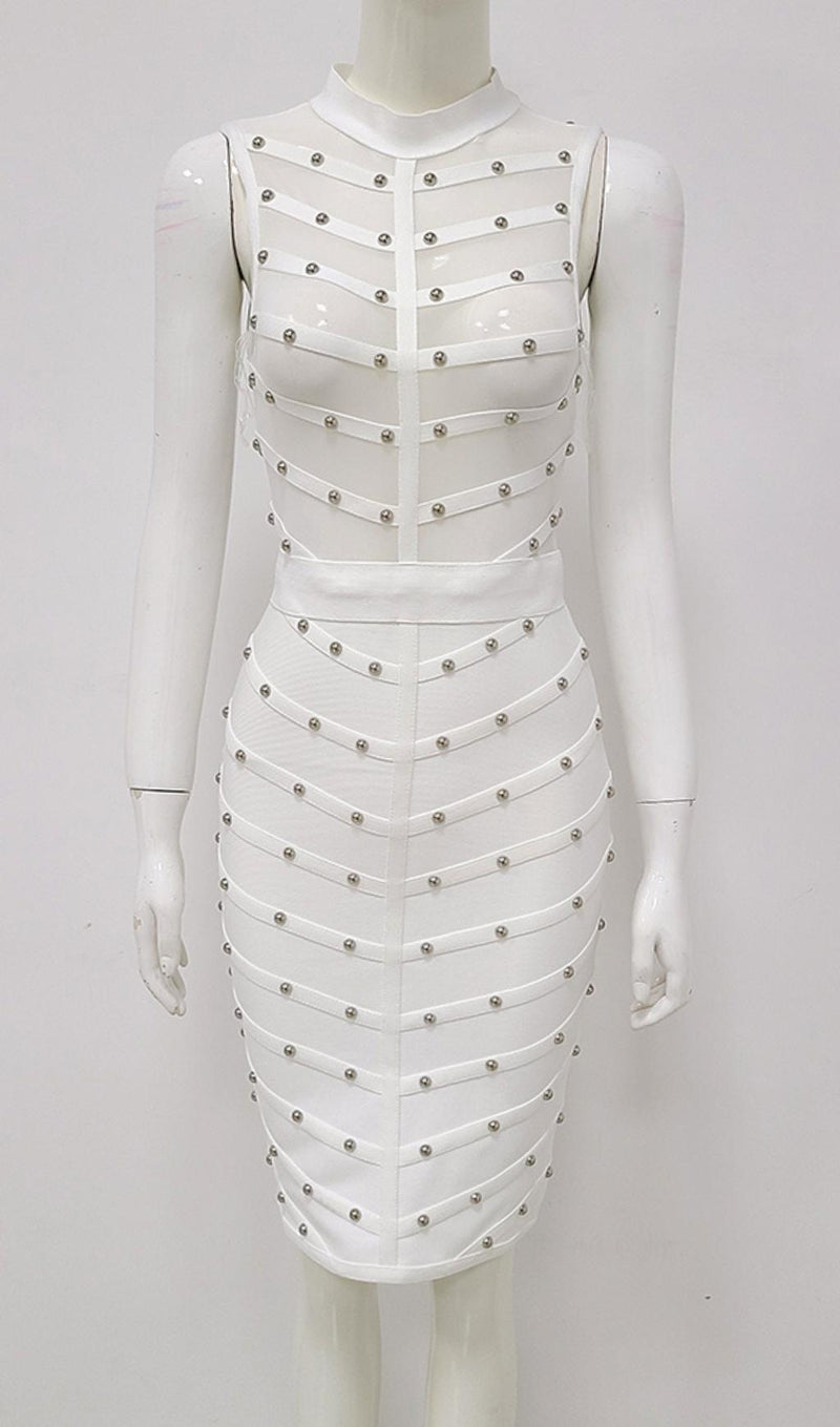 BANDAGE BODYCON MESH MINI DRESS