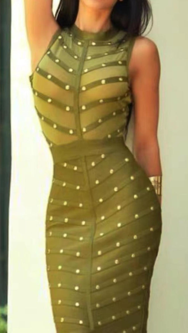 AIIZIE BANDAGE BODYCON MESH MINI DRESS - product image