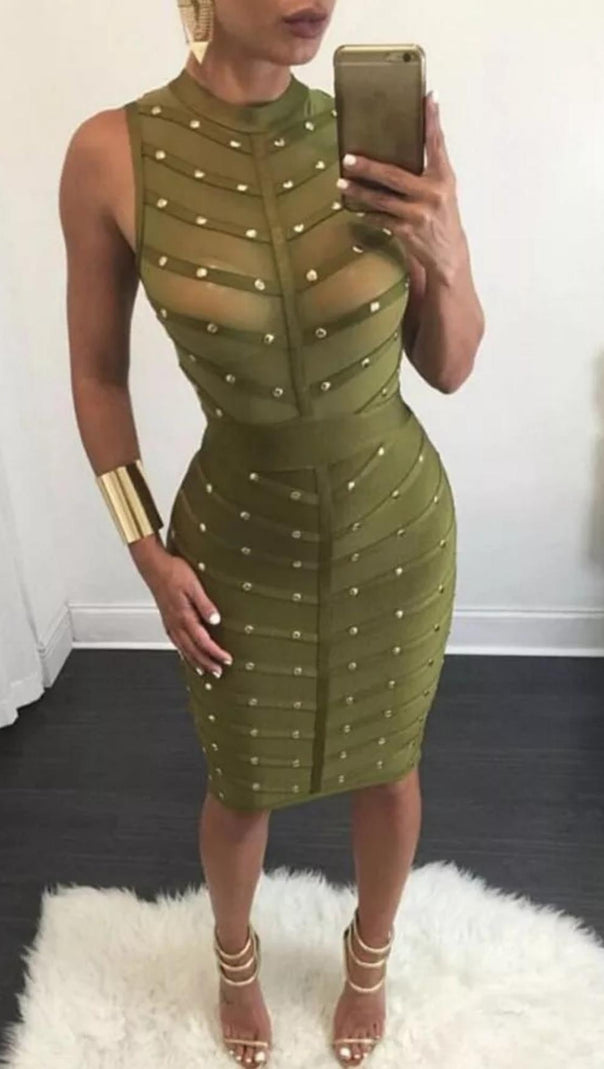 AIIZIE BANDAGE BODYCON MESH MINI DRESS - product image