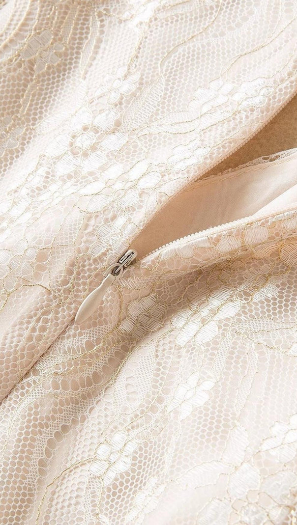 AIIZIE BUTTERFLY LACE MIDI DRESS IN BEIGE - product image