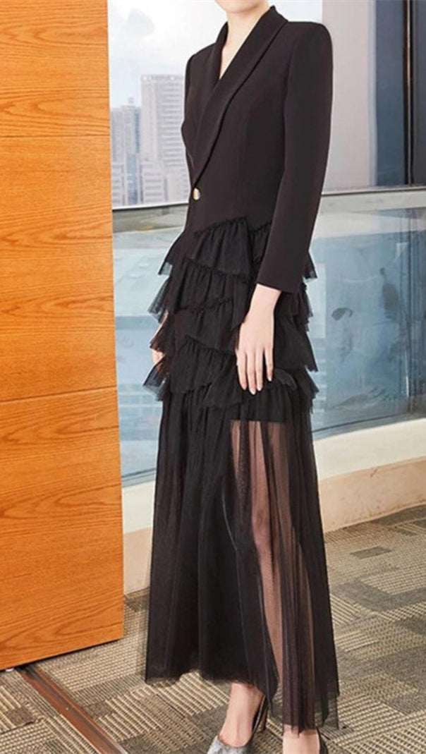 AIIZIE LONG SLEEVES MESH MIDI DRESS - product image