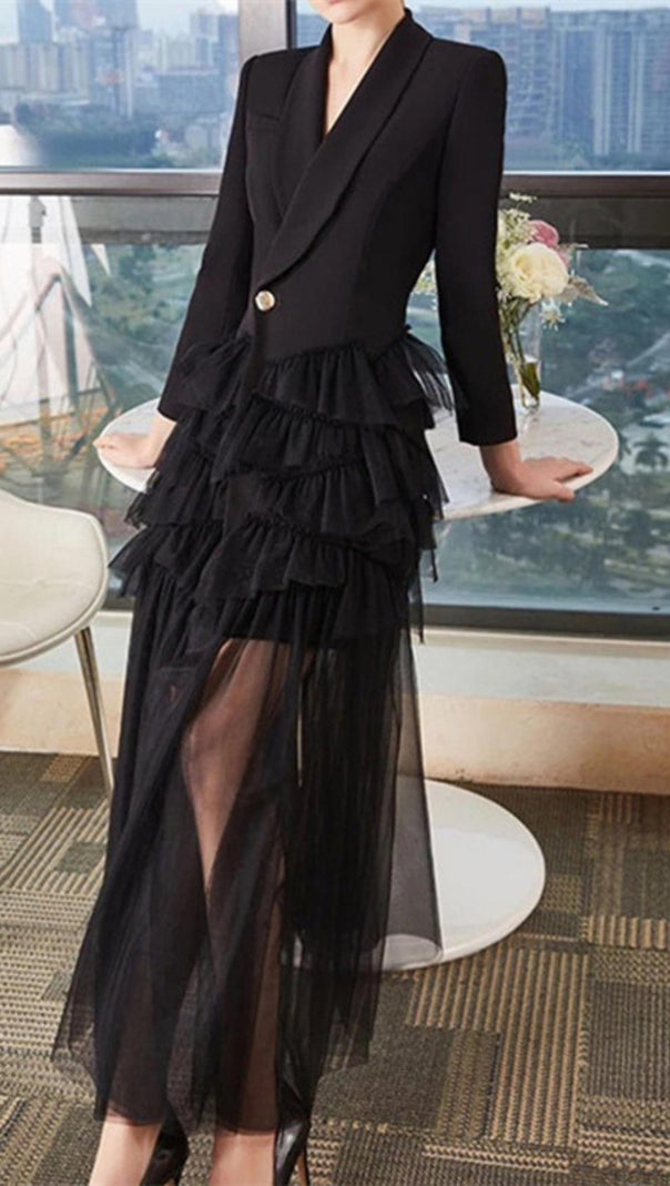AIIZIE LONG SLEEVES MESH MIDI DRESS - product image