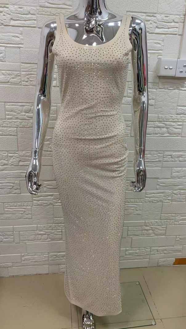AIIZIE SEQUIN BODYCON MAXI DRESS IN WHITE - product image