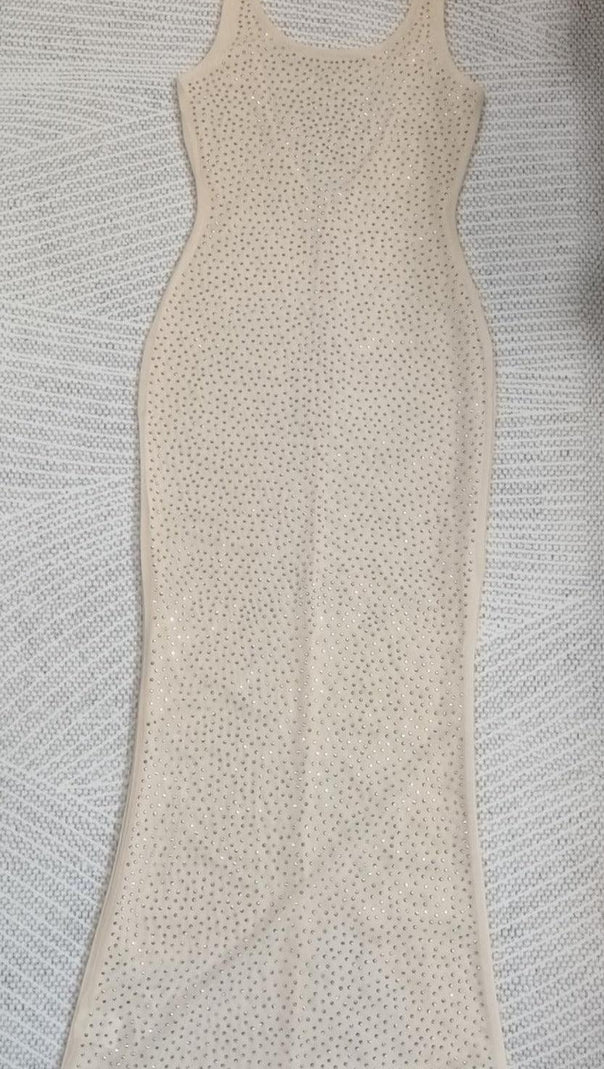 AIIZIE SEQUIN BODYCON MAXI DRESS IN WHITE - product image