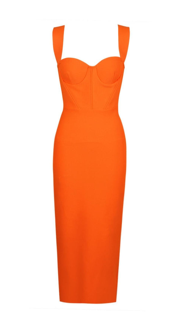 AIIZIE BANDAGE MIDI DRESS IN ORANGE - product image