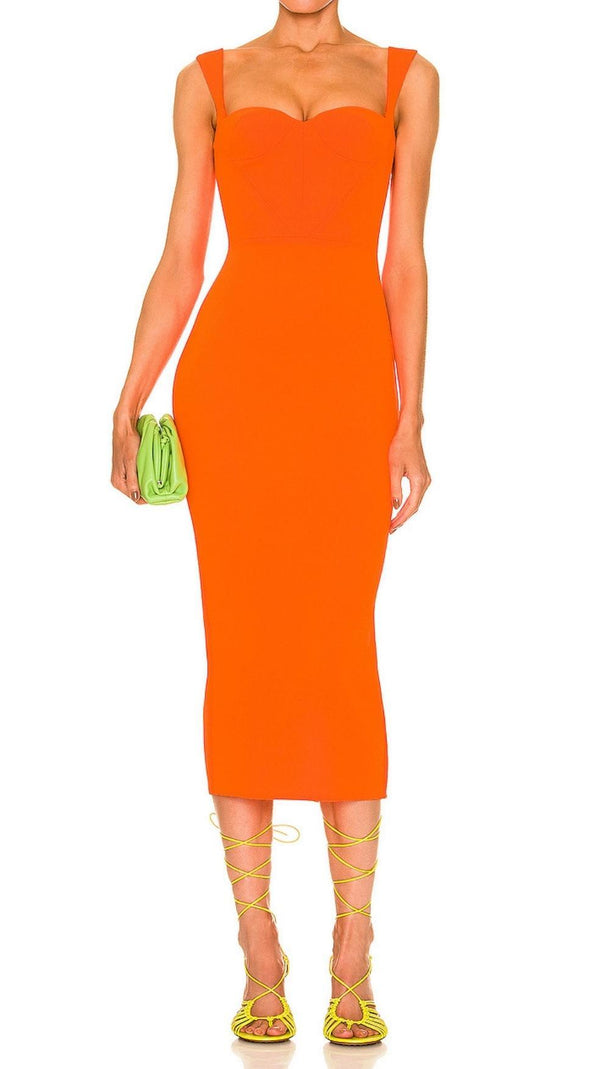 AIIZIE BANDAGE MIDI DRESS IN ORANGE - product image
