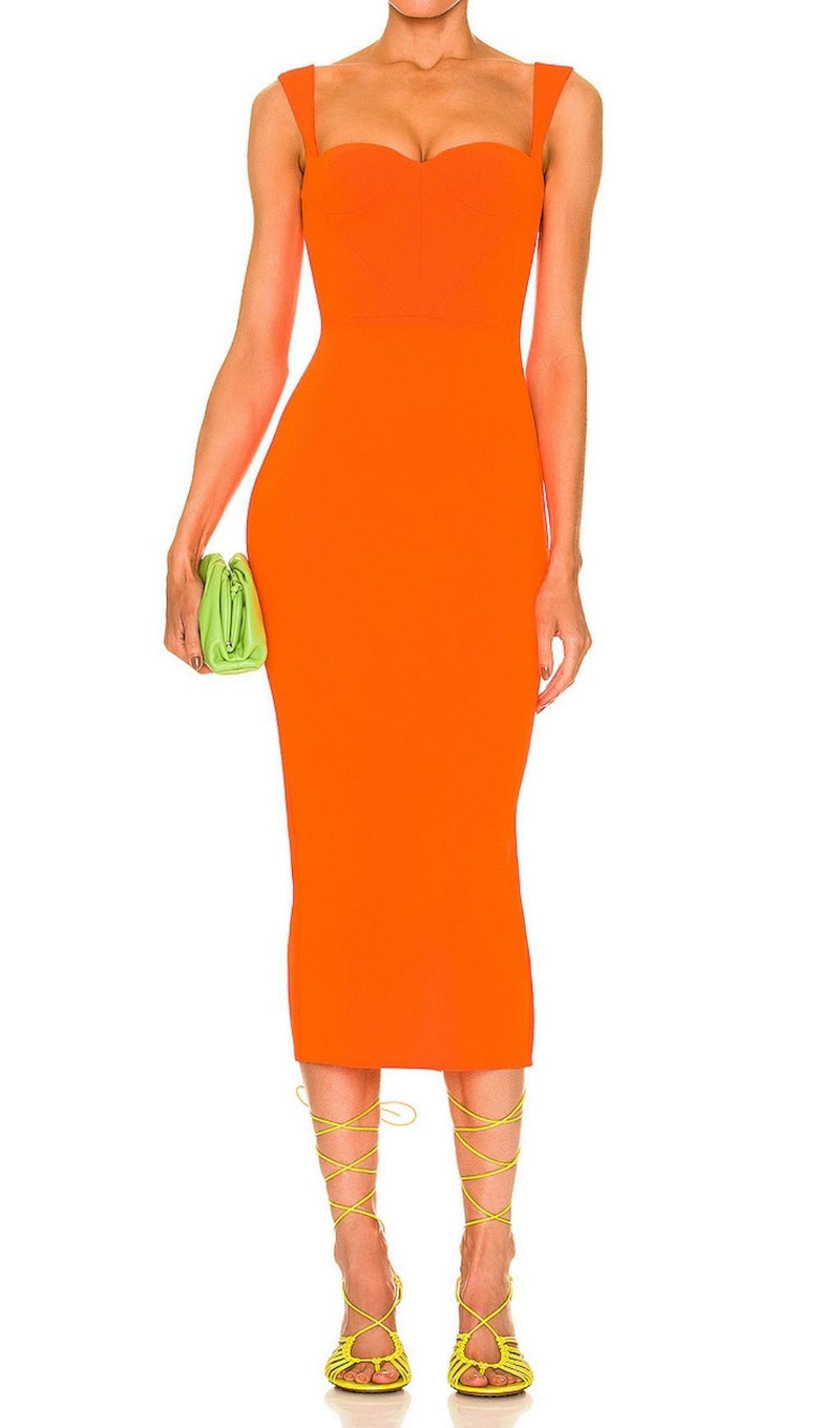 BANDAGE MIDI DRESS IN ORANGE