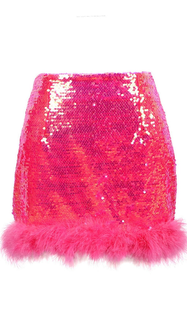 AIIZIE SEQUIN FEATHER MINI SKIRT - product image