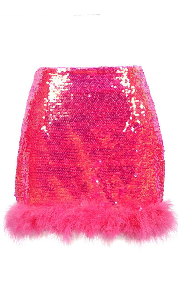 SEQUIN FEATHER MINI SKIRT