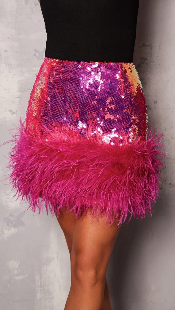 AIIZIE SEQUIN FEATHER MINI SKIRT - product image