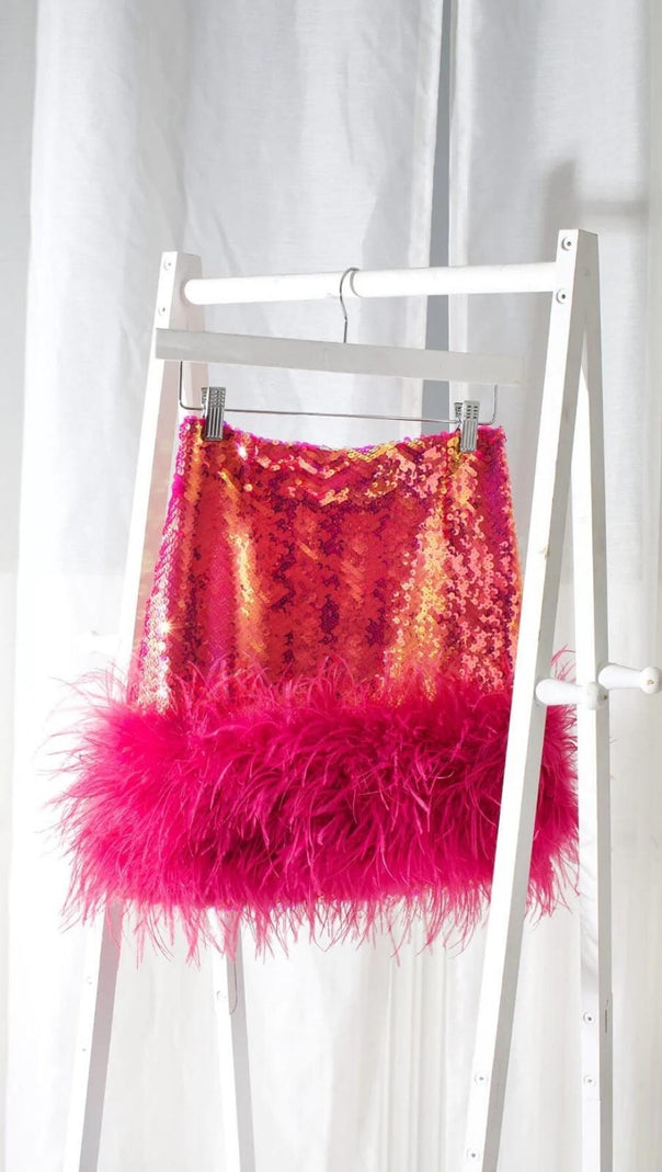 AIIZIE SEQUIN FEATHER MINI SKIRT - product image
