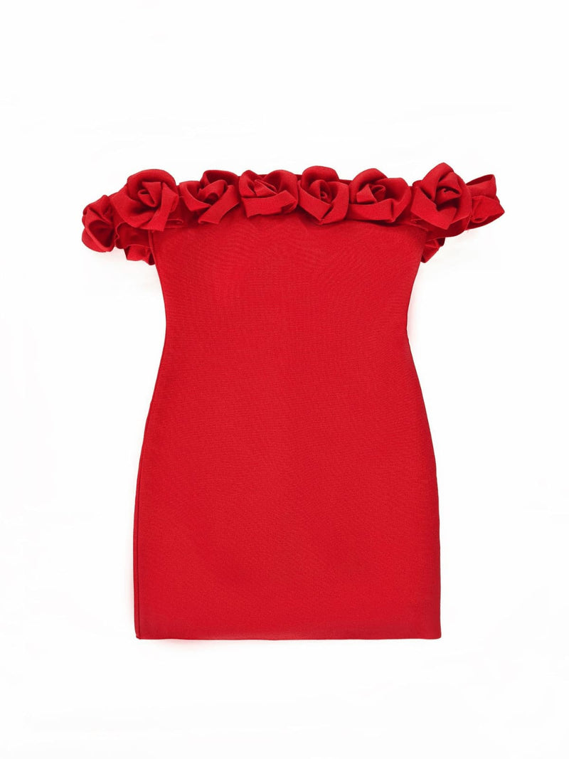 Jester Off Shoulder Flower Bandage Dress