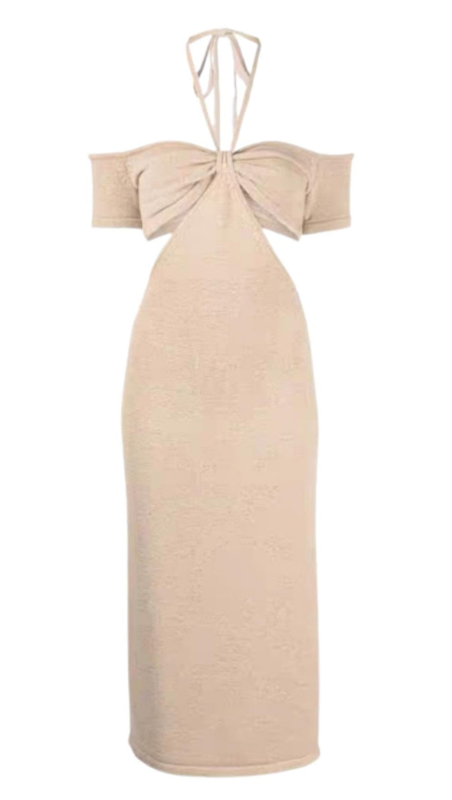 ABITO MIDI CON SCOLLO A V E TAGLIO