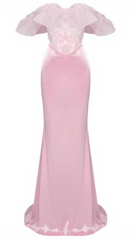 GARNET OFF SHOULDER CORSET SATIN SKIRT SET