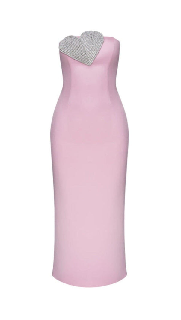 AIIZIE HEART-EMBELLISHED STRAPLESS COLUMN MIDI DRESS - product image