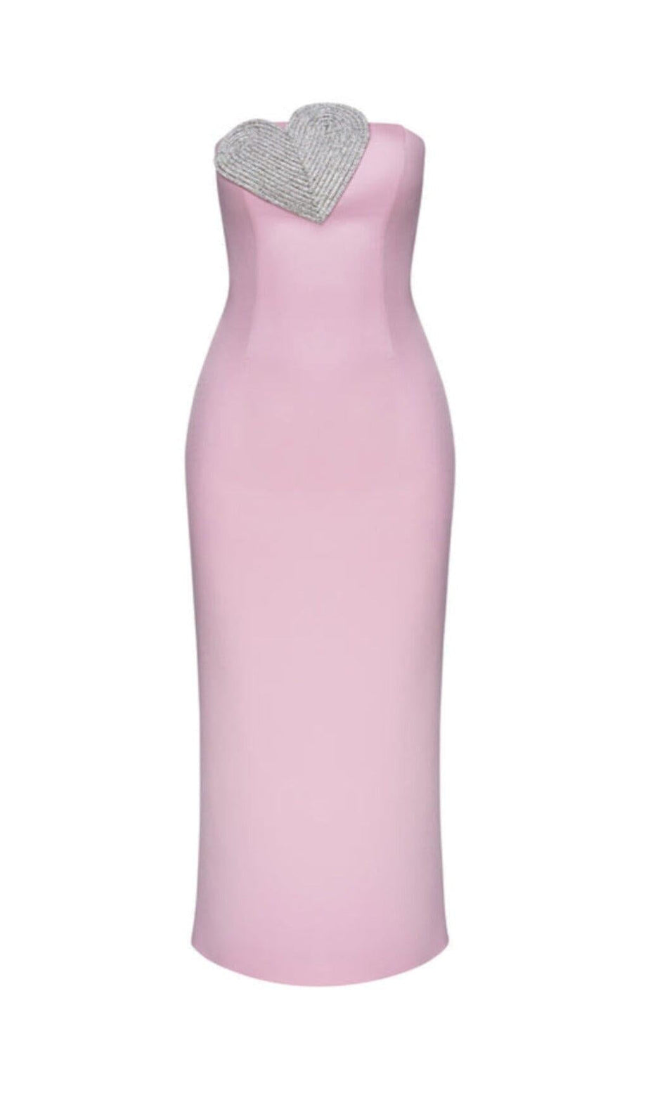TRÄGERLOSES MIDIKLEID MIT HERZEN