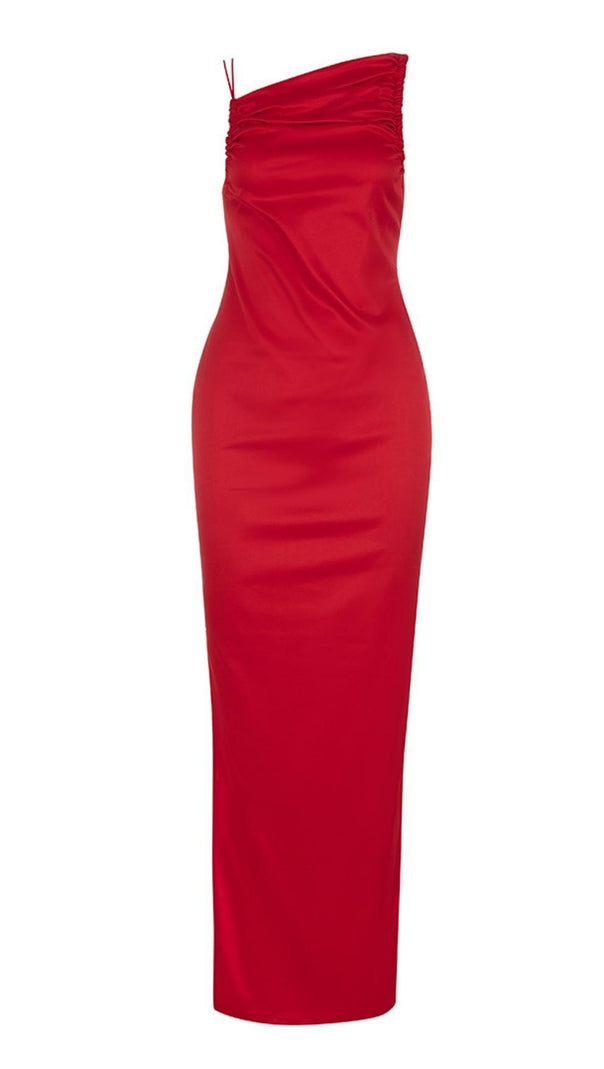 AIIZIE SLEEVELESS RUCHED MIDI DRESS IN RED - product image