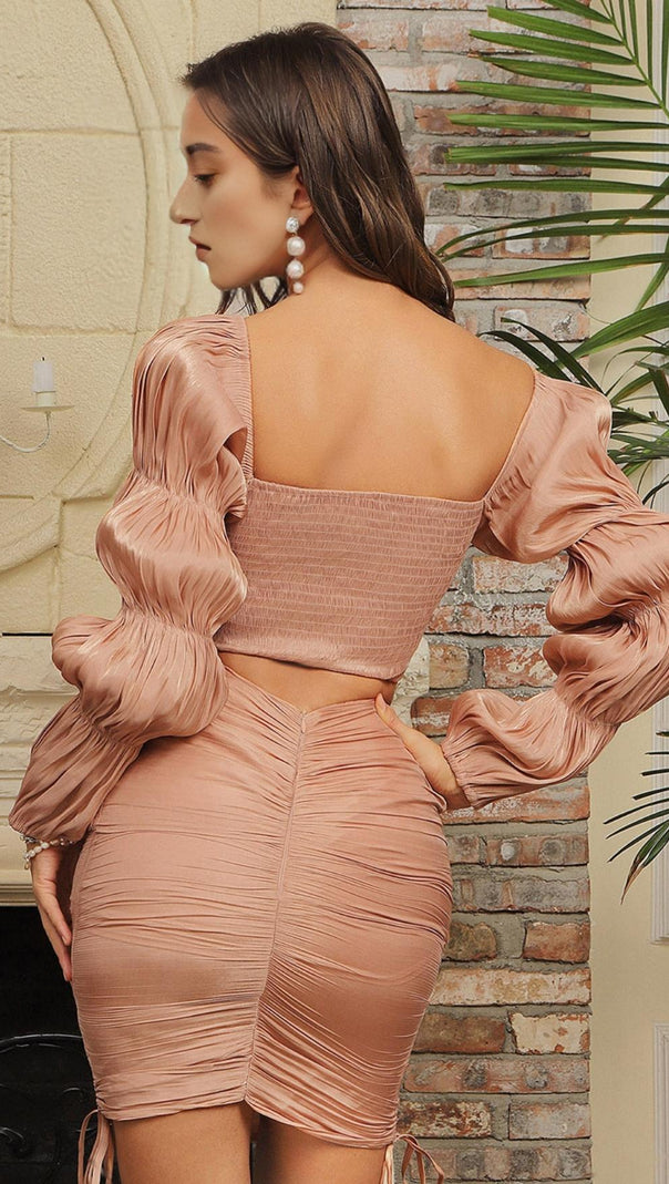 AIIZIE LONG SLEEVES RUCHED TWO PIECE SET - product image