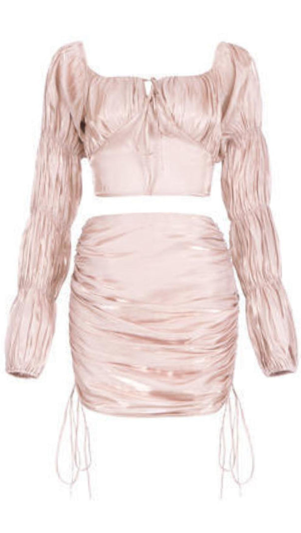 AIIZIE LONG SLEEVES RUCHED TWO PIECE SET - product image