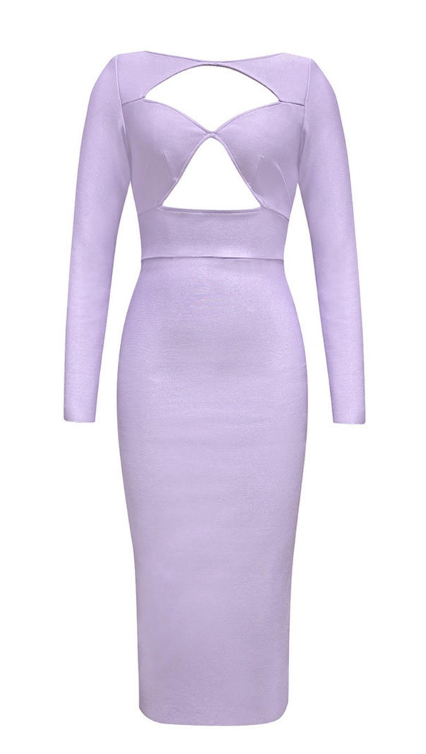 AIIZIE LONG SLEEVES CUT OUT MIDI DRESS IN PURPLE - product image