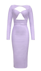 LONG SLEEVES CUT OUT MIDI DRESS IN PURPLE