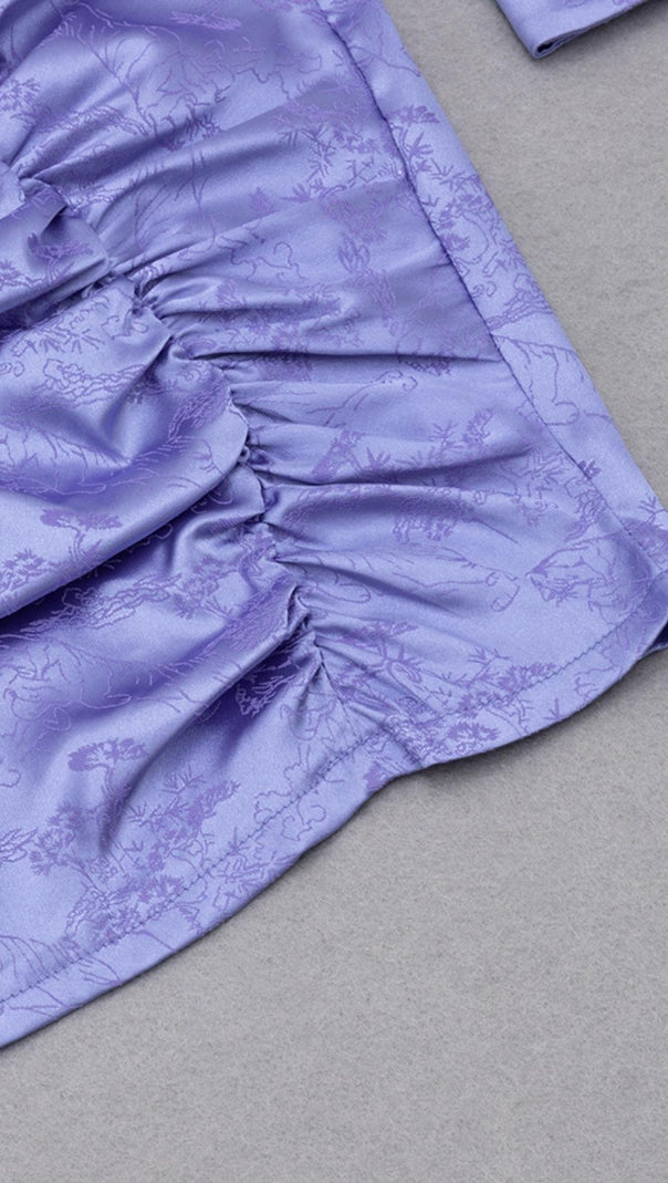 AIIZIE LONG SLEEVES RUCHED MINI DRESS IN PURPLE - product image