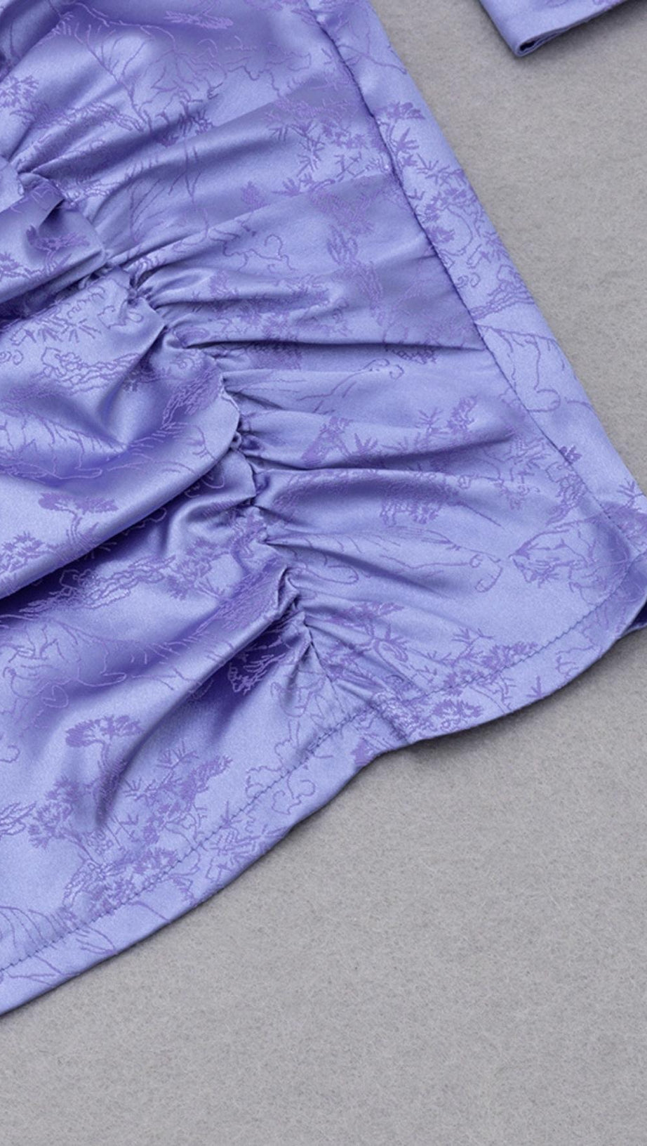 LONG SLEEVES RUCHED MINI DRESS IN PURPLE