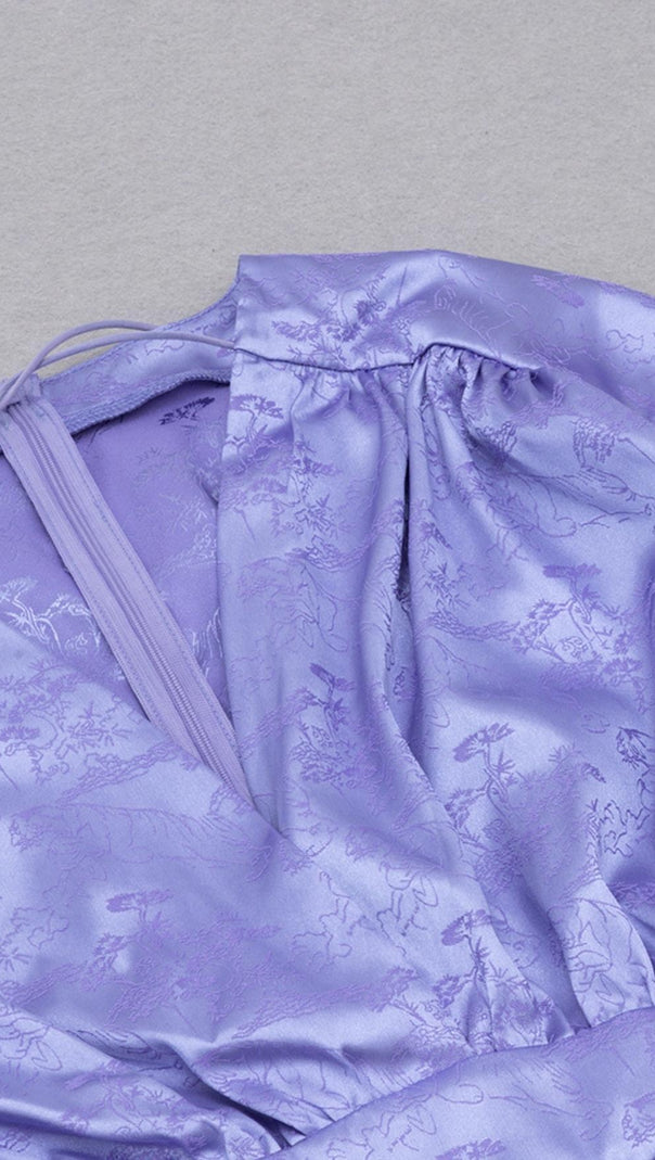 AIIZIE LONG SLEEVES RUCHED MINI DRESS IN PURPLE - product image